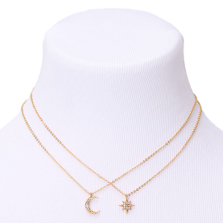 Gold Celestial Pendant Necklaces - 2 Pack,