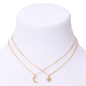 Gold Celestial Pendant Necklaces - 2 Pack,
