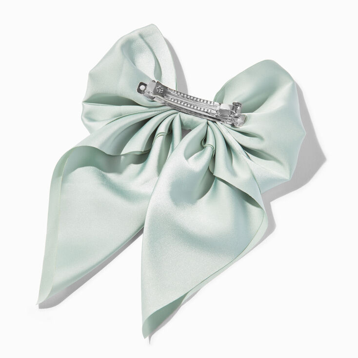 Seafoam Green Satin Bow Barrette Hair Clip,