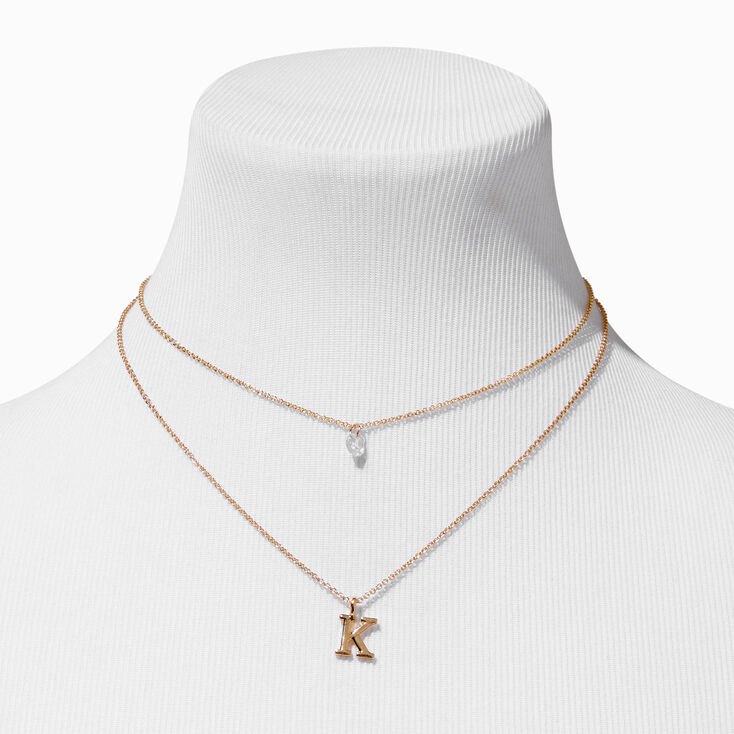 Bridesmaid Multi Strand Initial Pendant Necklace - K,