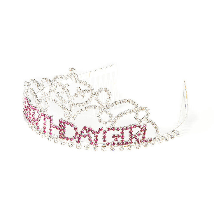 Birthday Girl Tiara with Clear & Pink Rhinestones,