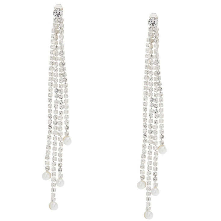 Front Back Embellished Linear Drop Earrings,