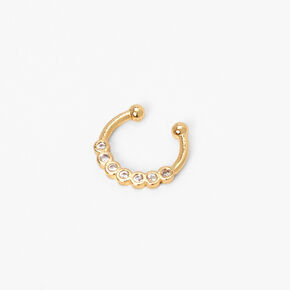 Gold Faux Crystal Hoop Septum Nose Ring,