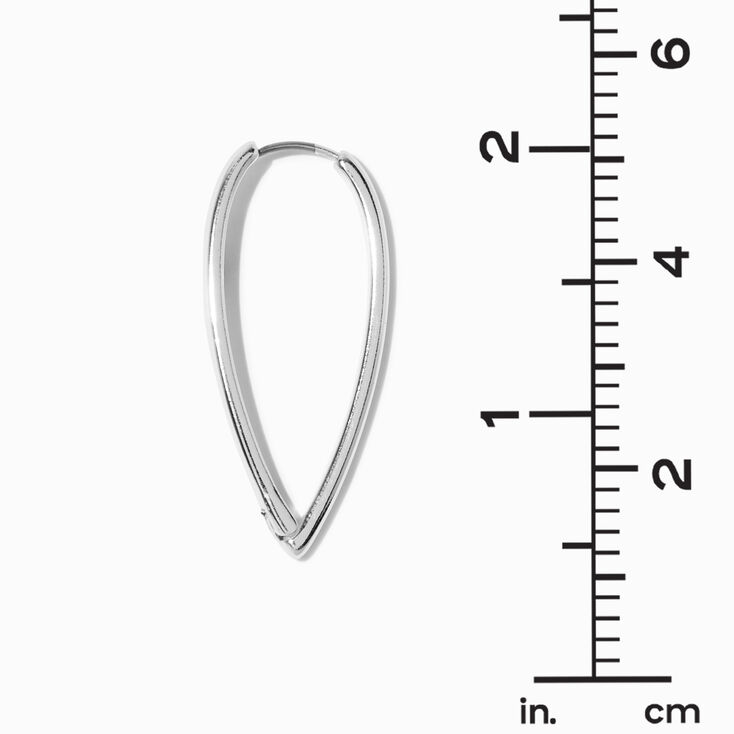 Silver-tone Pointed 40MM Clicker Hoop Earrings,