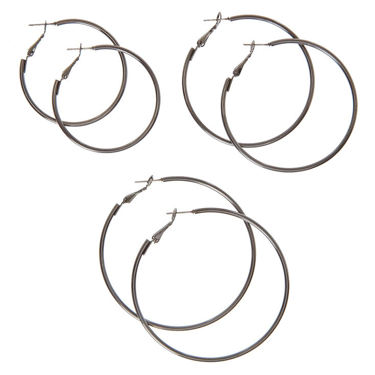 Graduated Black Hoop Earrings,