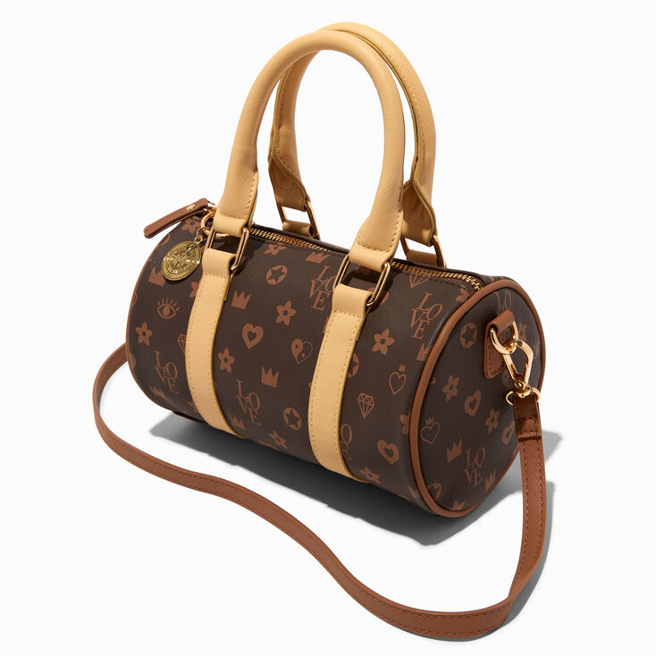 Brown Status Icons Barrel Crossbody Bag,