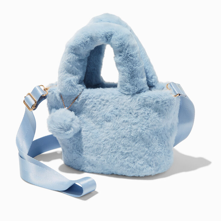 Furry Baby Blue Crossbody Tote Bag,
