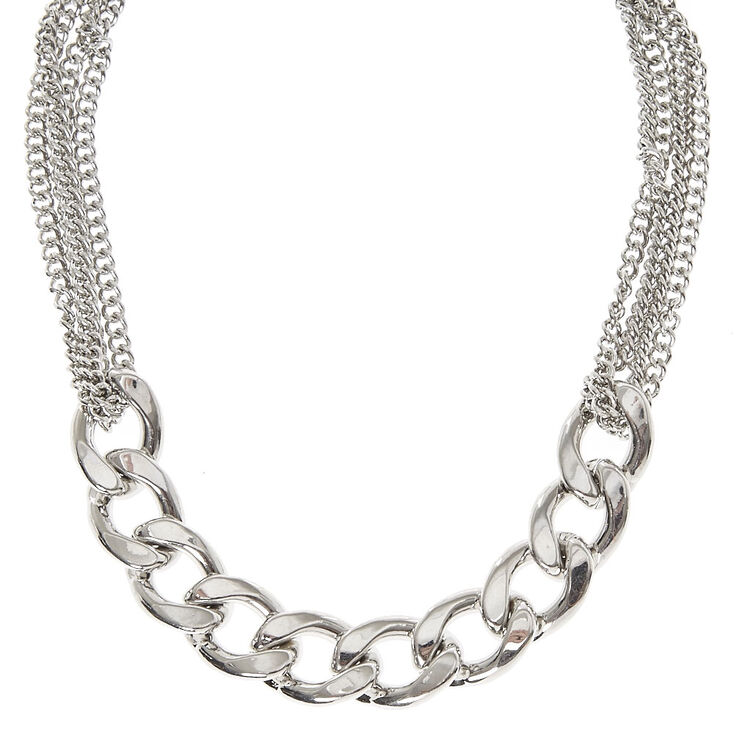 Silver Toned Chain Choker,
