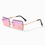 Embellished Butterfly Faded Lens Rectangular Sunglasses,