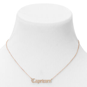 Gold Gothic Zodiac Pendant Necklace - Capricorn,