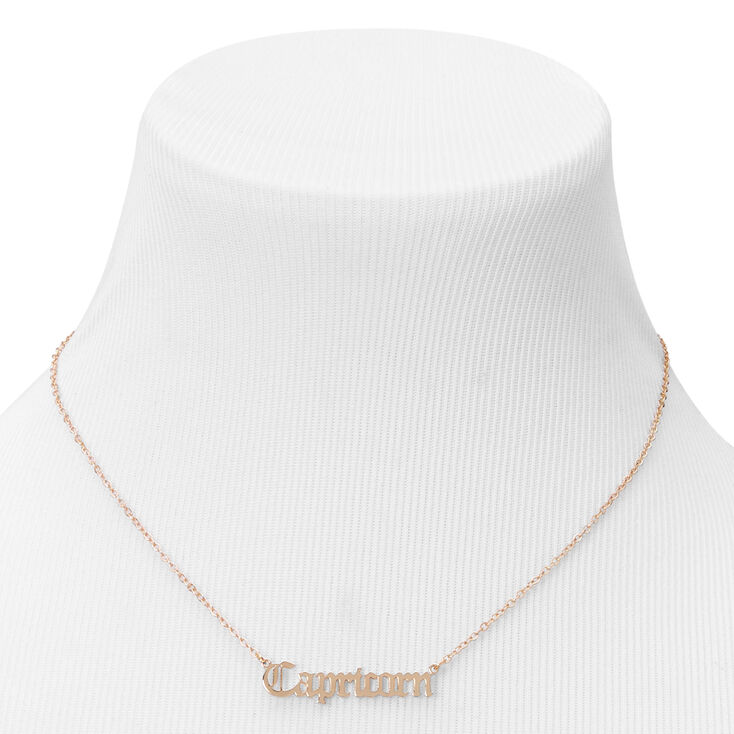 Gold Gothic Zodiac Pendant Necklace - Capricorn,
