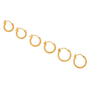 18kt Gold Plated Hinged Hoop Earrings - 3 Pack,