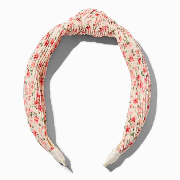 Pleated Pink Floral Knotted Headband,