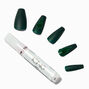 Green Bling Squareletto Vegan Faux Nail Set - 24 Pack,