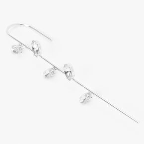 Silver Crystal Leaf Ear Cuff Pin,