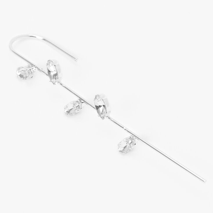 Silver Crystal Leaf Ear Cuff Pin,