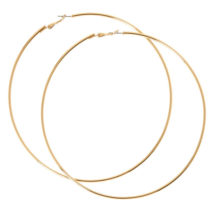 120MM Gold Tone Skinny Hoop Earrings,