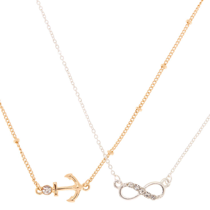 Mixed Metal Symbol Pendant Necklaces - 2 Pack,