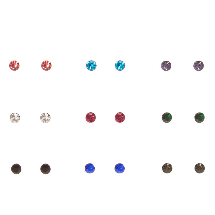 Multi-Colored Stone Stud Earring Set,