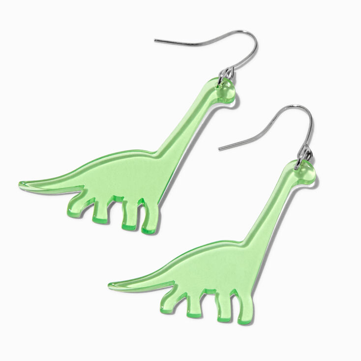 Green Brachiosaurus Dinosaur Drop Earrings,