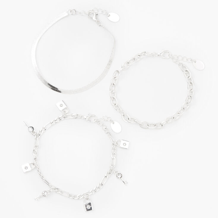 Silver  Chain Bracelets - 3 Pack,