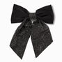 Black Rhinestone Large Hair Bow Clip,