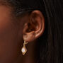 Gold Filigree Opal 10MM Huggie Hoop Earrings,