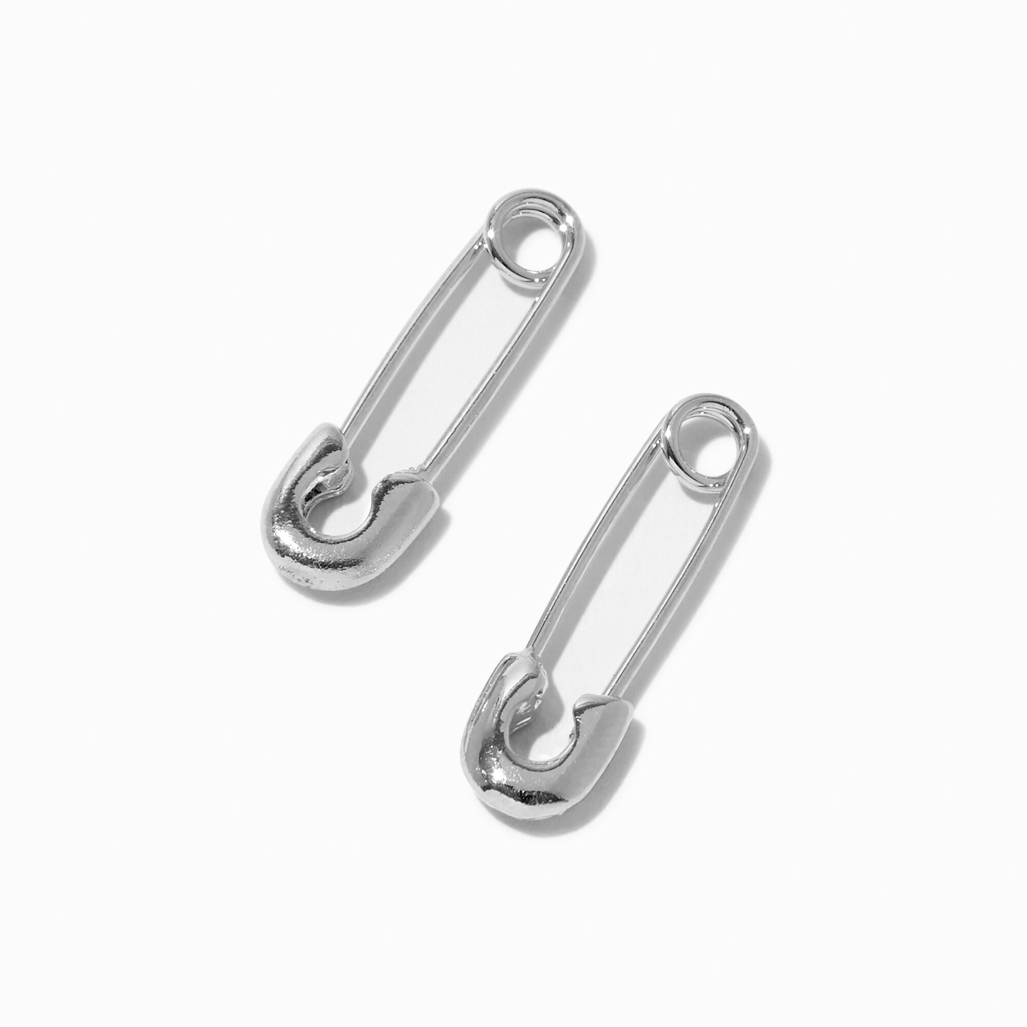 Silver Safety Pin Hoop Earrings Icing US