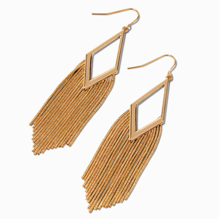 Gold-tone Diamond Fringe 5&quot; Drop Earrings ,