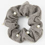 Giant Tweed Pearl Hair Scrunchie - Gray,
