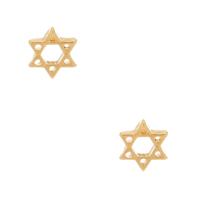 18kt Gold Plated Star of David Stud Earrings,