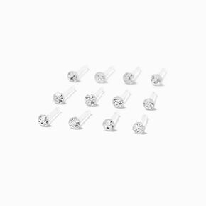 BioFlex&reg; Silver 20G Crystal Round Nose Studs - 12 Pack,