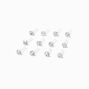 BioFlex&reg; Silver 20G Crystal Round Nose Studs - 12 Pack,