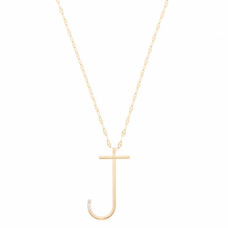 Oversized Initial Stone Pendant Necklace - J,