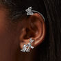 Silver Embellished Butterfly Ear Cuff Connector Earring,