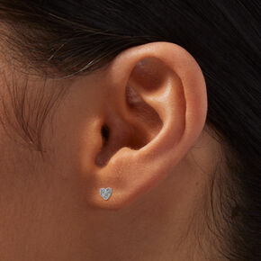 ICING Select Sterling Silver 1/20 ct. tw. Lab Grown Diamond Pav&eacute; Heart Stud Earrings,