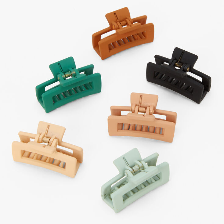 Matte Muted Rectangle Hair Claws - 6 Pack,