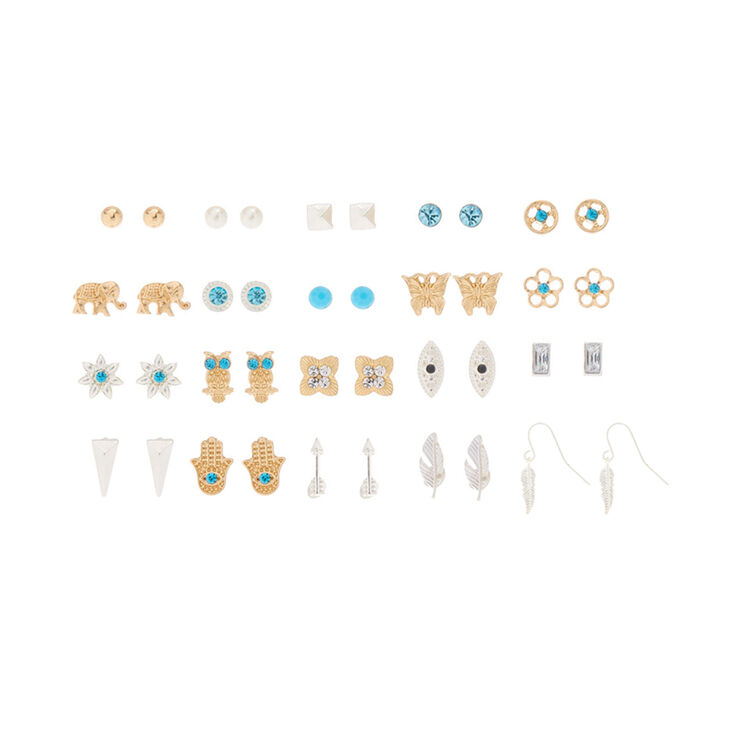 20 Pack Festival Stud Earrings,