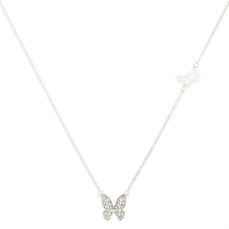 Silver Butterfly Pendant Necklace,