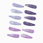 Mixed Purple Glitter Snap Clips - 12 Pack,