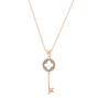 Rose Gold Rhinestone Key Pendant Necklace,