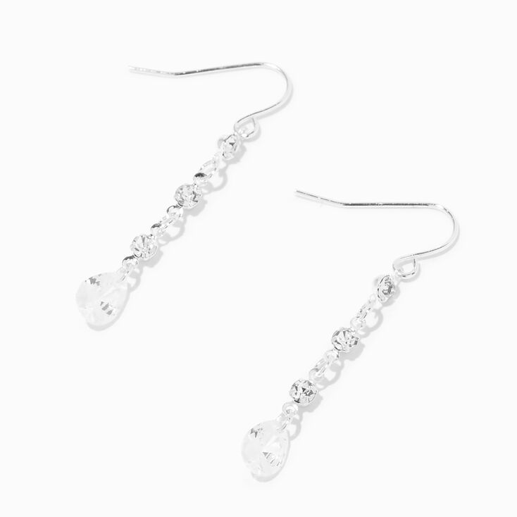 Silver Delicate Cubic Zirconia 1.5&quot; Drop Earrings,
