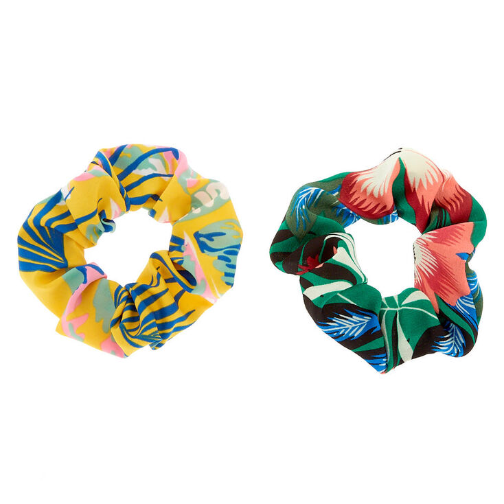Floral Print Hair Scrunchie - Yellow, 2 Pack,