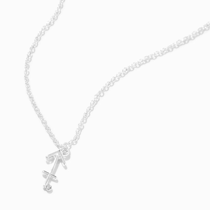 Silver Zodiac Embellished Pendant Necklace - Sagittarius,