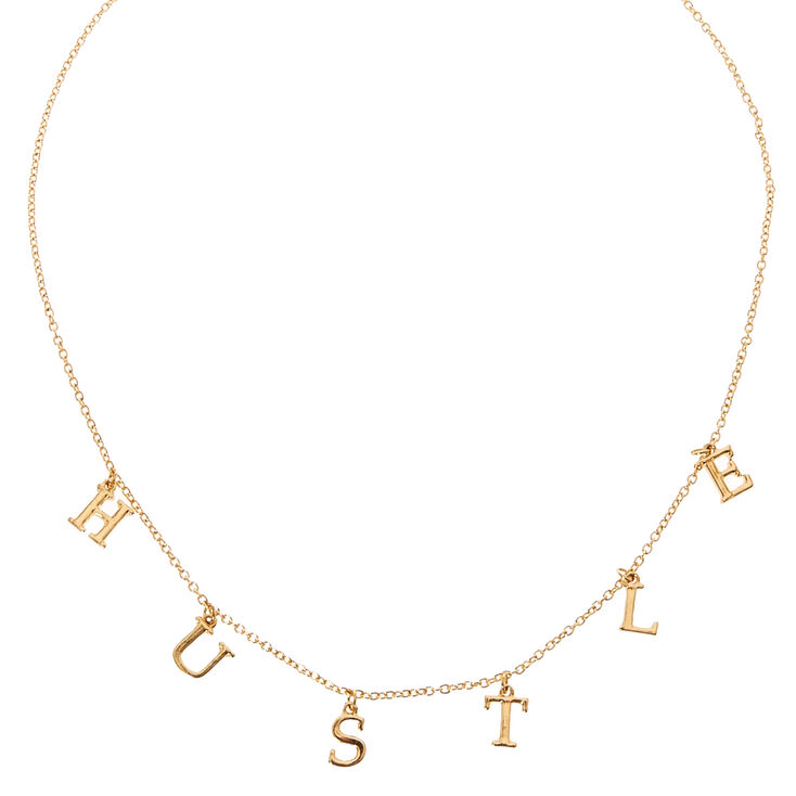 Gold-Tone HUSTLE Text Necklace,