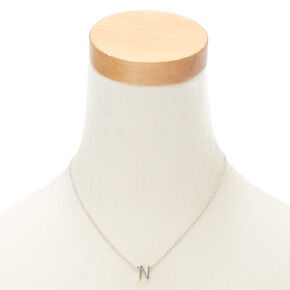 Silver Stone Initial Pendant Necklace - N,