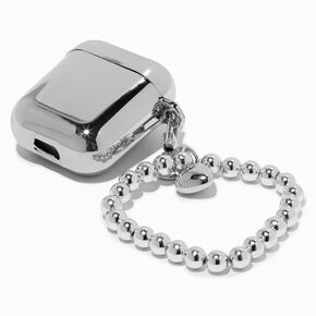 Electro Silver Earbud Case Cover with Wristlet - Compatible with Apple AirPods&reg;,