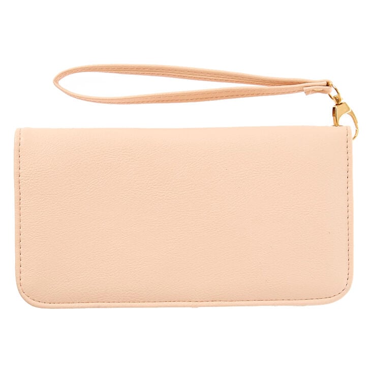 Blush Pink Faux Leather Wristlet,