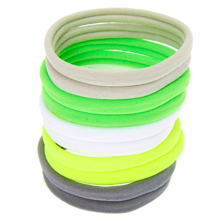 Neon Lemon Lime Rolled Hair Ties - 10 Pack,