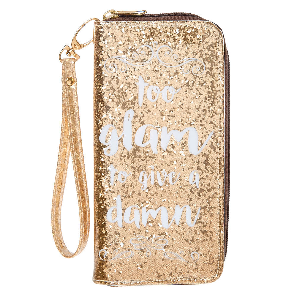 gold glitter wristlet
